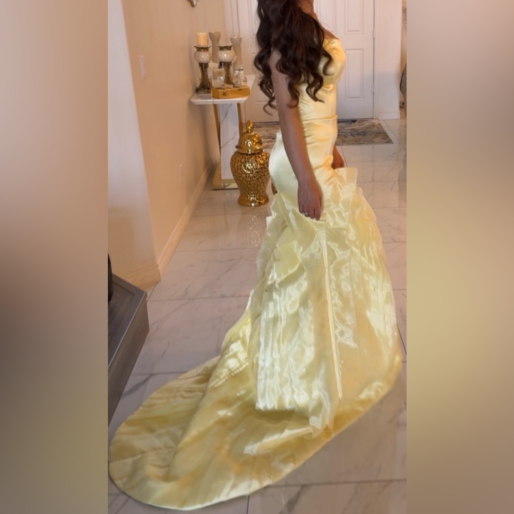 Stunning Yellow Satin Maxi Dress